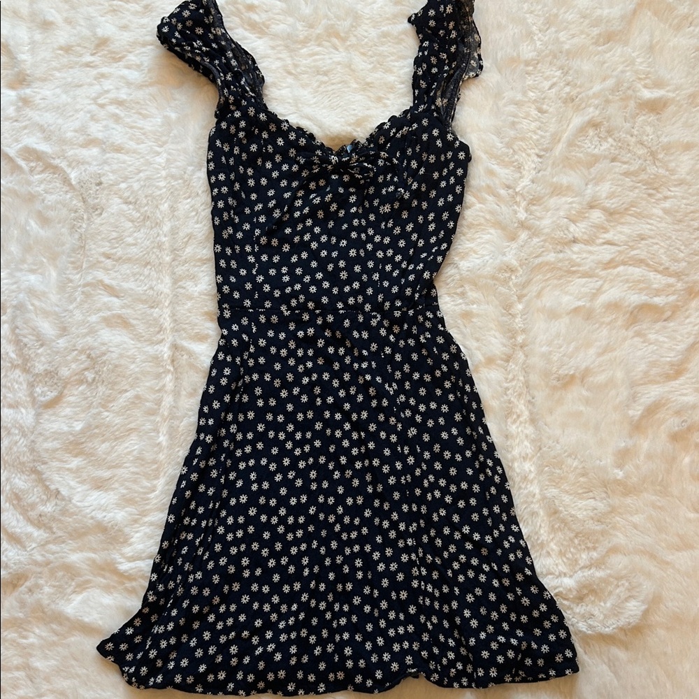 Reformation Navy and White Pacey Mini Dress
